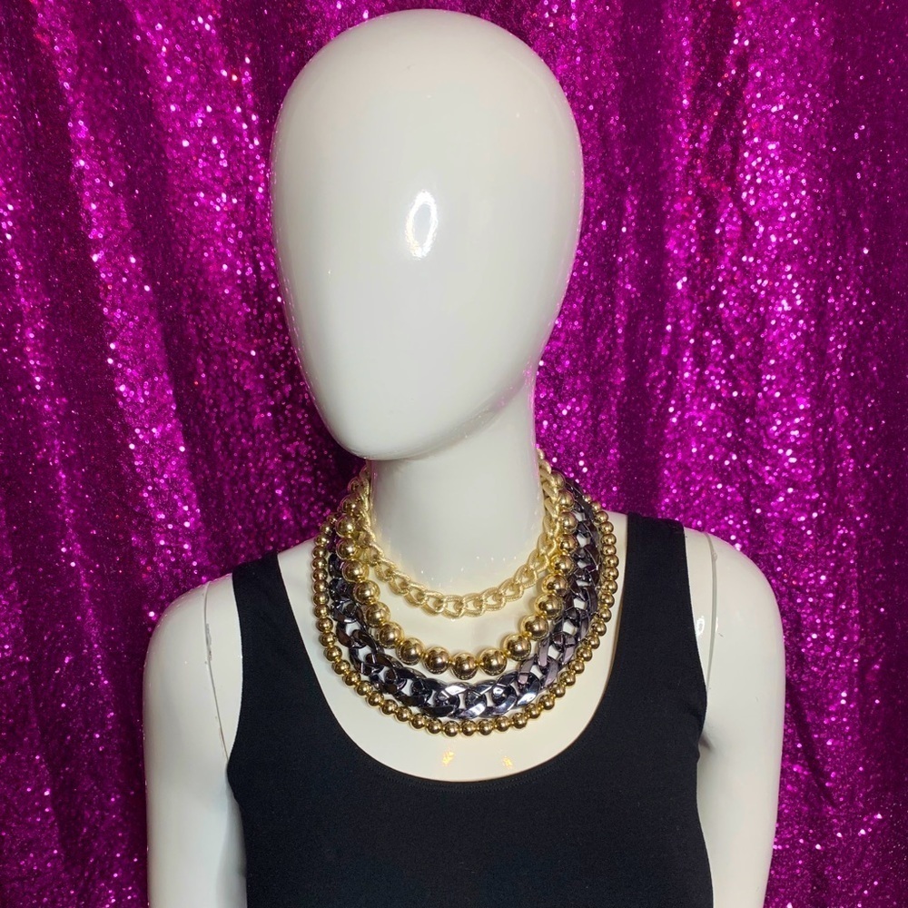 S) Chunky chain necklace (4 layers)